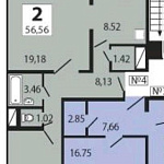 Продам двухкомнатную вторичку 56.0 м этаж 16/17 город Троицк улица Южная 11 Ленинский район, корпус 2, территория Бутово Парк 2